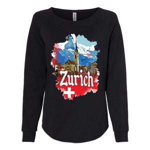 Zurich Switzerland Swiss Flag City Souvenir Womens California Wash Sweatshirt