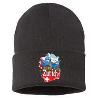 Zurich Switzerland Swiss Flag City Souvenir Sustainable Knit Beanie