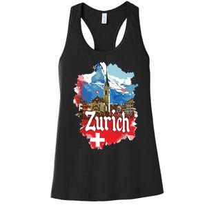 Zurich Switzerland Swiss Flag City Souvenir Women's Racerback Tank