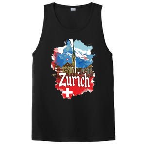 Zurich Switzerland Swiss Flag City Souvenir PosiCharge Competitor Tank