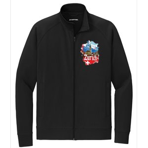 Zurich Switzerland Swiss Flag City Souvenir Stretch Full-Zip Cadet Jacket