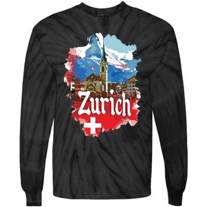 Zurich Switzerland Swiss Flag City Souvenir Tie-Dye Long Sleeve Shirt