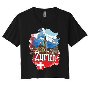 Zurich Switzerland Swiss Flag City Souvenir Women's Crop Top Tee