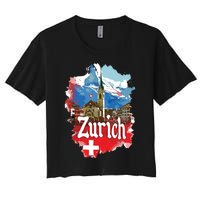 Zurich Switzerland Swiss Flag City Souvenir Women's Crop Top Tee