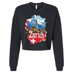 Zurich Switzerland Swiss Flag City Souvenir Cropped Pullover Crew