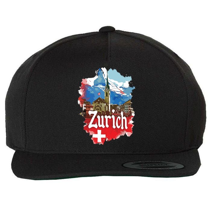 Zurich Switzerland Swiss Flag City Souvenir Wool Snapback Cap