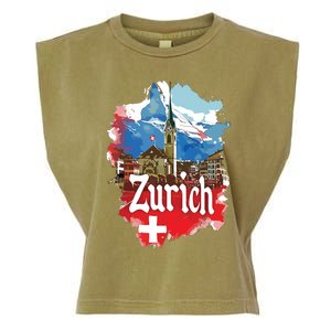 Zurich Switzerland Swiss Flag City Souvenir Garment-Dyed Women's Muscle Tee