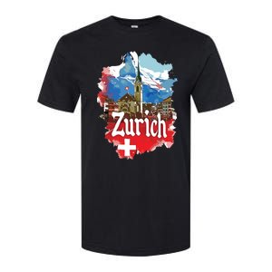 Zurich Switzerland Swiss Flag City Souvenir Softstyle CVC T-Shirt