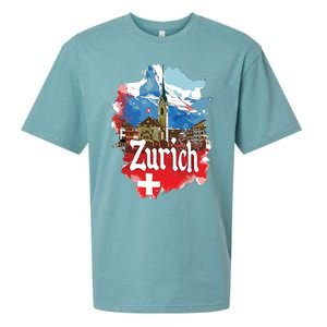 Zurich Switzerland Swiss Flag City Souvenir Sueded Cloud Jersey T-Shirt