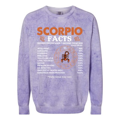 Zodiac Sign Scorpio Facts Gift Colorblast Crewneck Sweatshirt