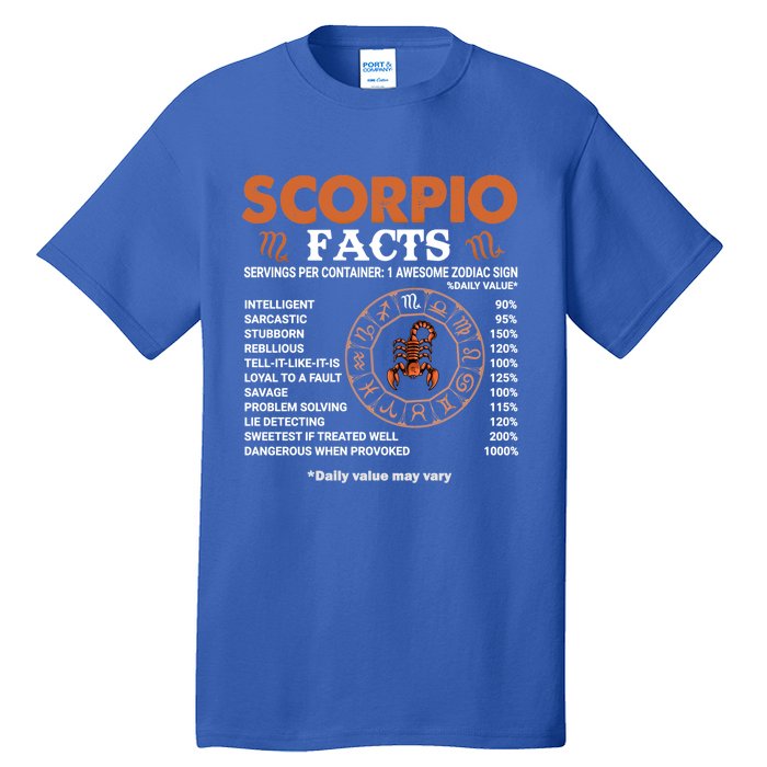 Zodiac Sign Scorpio Facts Gift Tall T-Shirt