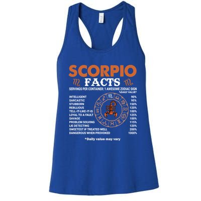 Zodiac Sign Scorpio Facts Gift Women's Racerback Tank