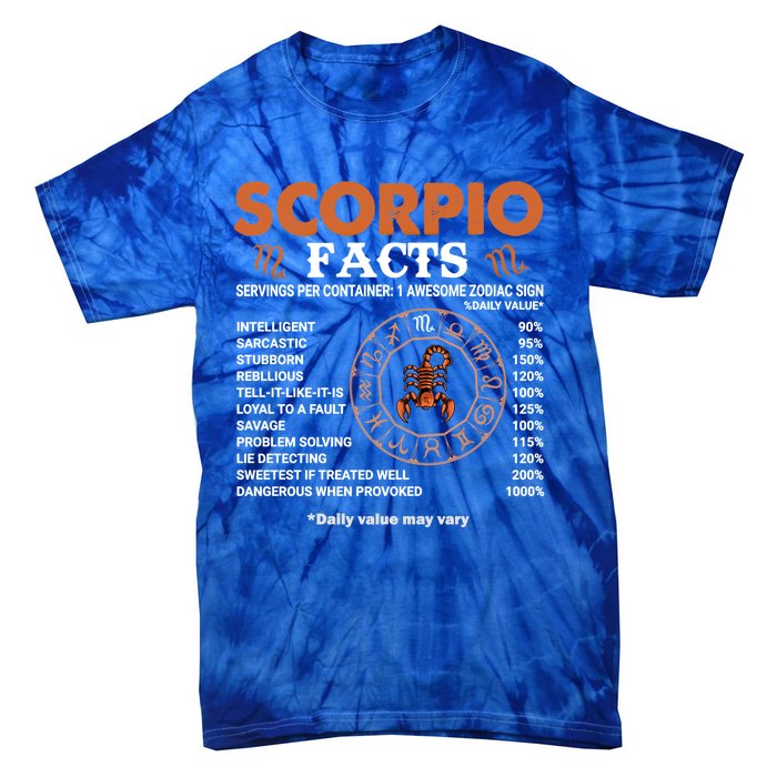 Zodiac Sign Scorpio Facts Gift Tie-Dye T-Shirt