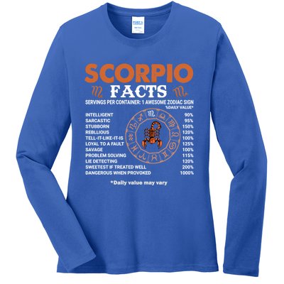 Zodiac Sign Scorpio Facts Gift Ladies Long Sleeve Shirt