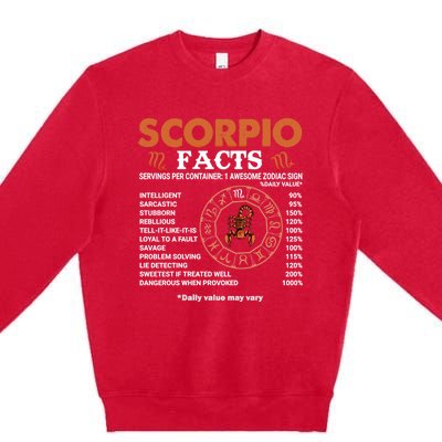 Zodiac Sign Scorpio Facts Gift Premium Crewneck Sweatshirt