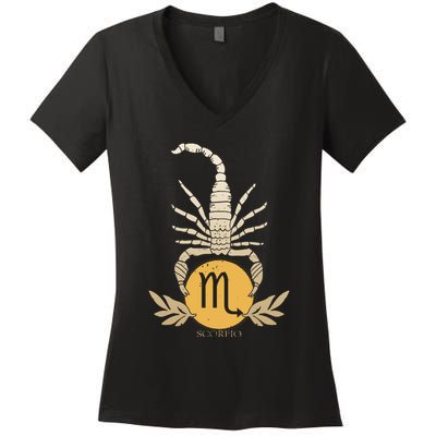 Zodiac Scorpio Scorpion Symbol Women's V-Neck T-Shirt