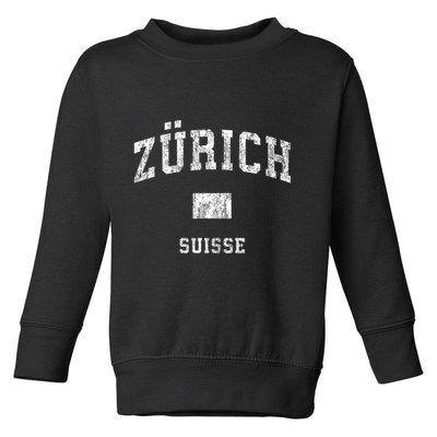 Zurich Switzerland Suisse Vintage Athletic Sports Design Toddler Sweatshirt