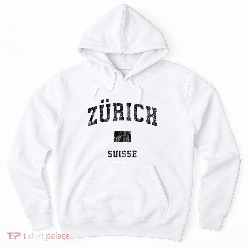 Zurich Switzerland Suisse Vintage Athletic Sports Design Hoodie