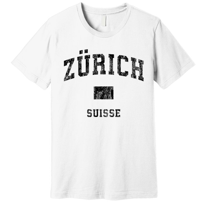 Zurich Switzerland Suisse Vintage Athletic Sports Design Premium T-Shirt