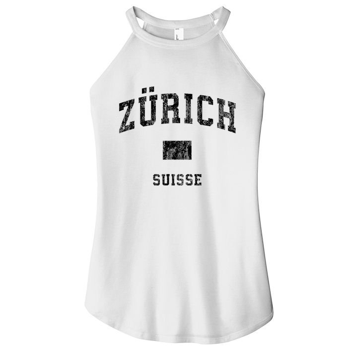 Zurich Switzerland Suisse Vintage Athletic Sports Design Women's Perfect Tri Rocker Tank