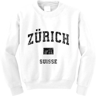 Zurich Switzerland Suisse Vintage Athletic Sports Design Kids Sweatshirt