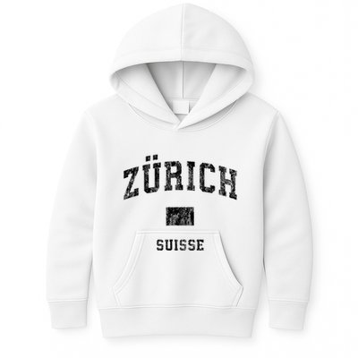 Zurich Switzerland Suisse Vintage Athletic Sports Design Kids Hoodie
