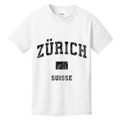 Zurich Switzerland Suisse Vintage Athletic Sports Design Kids T-Shirt