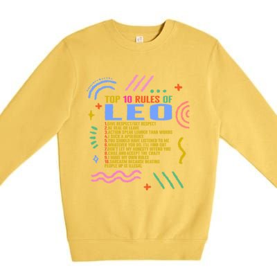 Zodiac Sign Top 10 Rules Of Leo Sunflower Astrology Lover Gift Premium Crewneck Sweatshirt