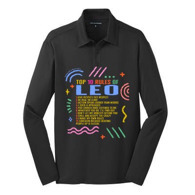 Zodiac Sign Top 10 Rules Of Leo Sunflower Astrology Lover Gift Silk Touch Performance Long Sleeve Polo