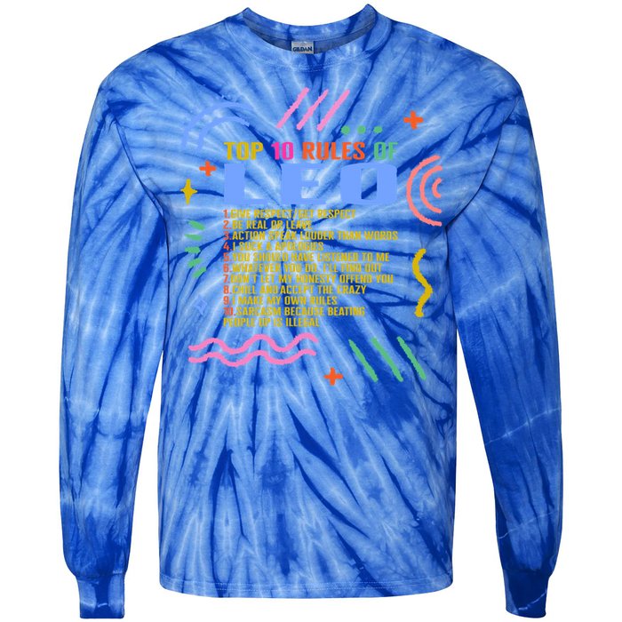 Zodiac Sign Top 10 Rules Of Leo Sunflower Astrology Lover Gift Tie-Dye Long Sleeve Shirt