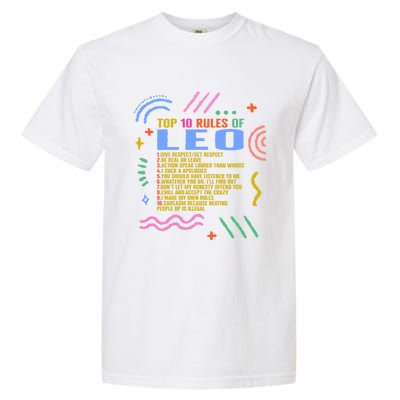 Zodiac Sign Top 10 Rules Of Leo Sunflower Astrology Lover Gift Garment-Dyed Heavyweight T-Shirt