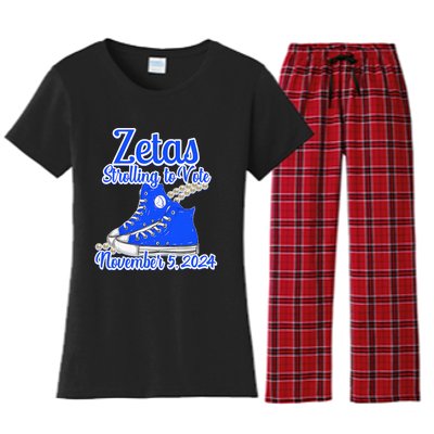 Zetas Strolling To Vote November 5 2024 Women's Flannel Pajama Set