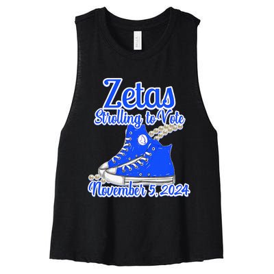 Zetas Strolling To Vote November 5 2024 Women's Racerback Cropped Tank