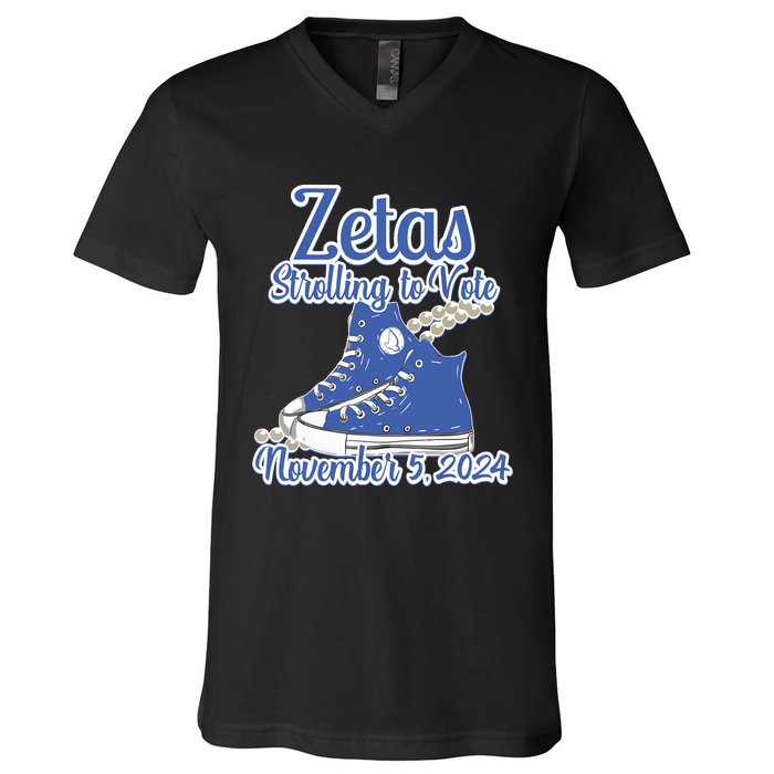 Zetas Strolling To Vote November 5 2024 Chucks V-Neck T-Shirt