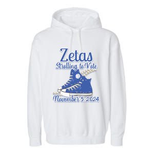 Zetas Strolling To Vote November 5 2024 Chucks Garment-Dyed Fleece Hoodie