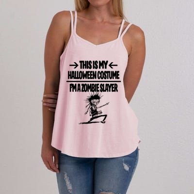 Zombie Slayer This Is My Halloween Costume Easy Idea Women's Strappy Tank