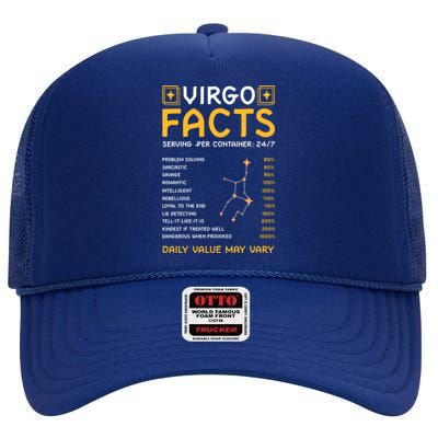 Zodiac Sign Virgo Funny Virgo Facts Gift High Crown Mesh Back Trucker Hat