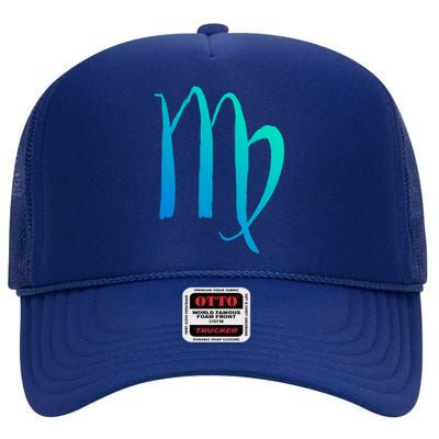 Zodiac Sign Virgo Horoscope Gift High Crown Mesh Back Trucker Hat