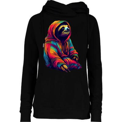 Zen Sloth Womens Funnel Neck Pullover Hood