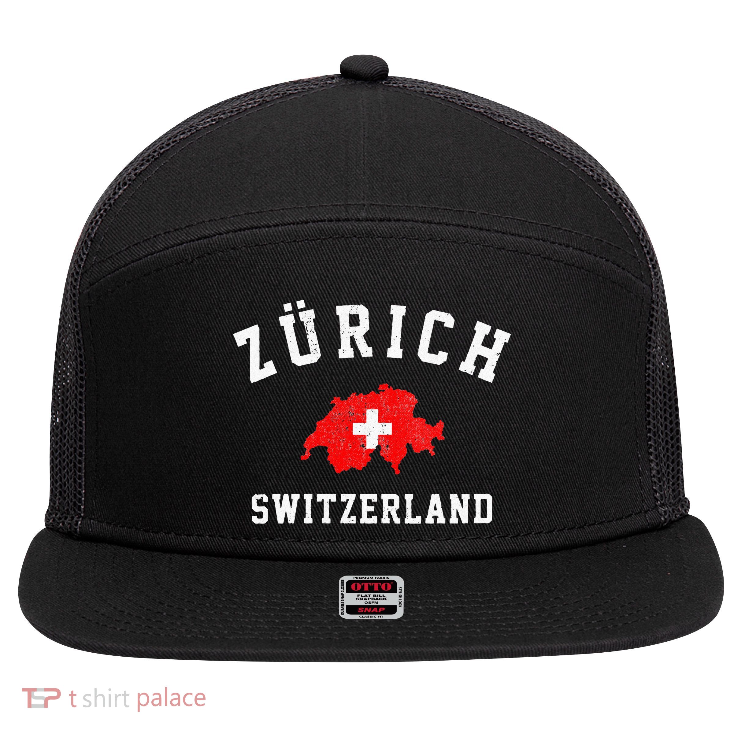 Zurich Switzerland 7 Panel Mesh Trucker Snapback Hat