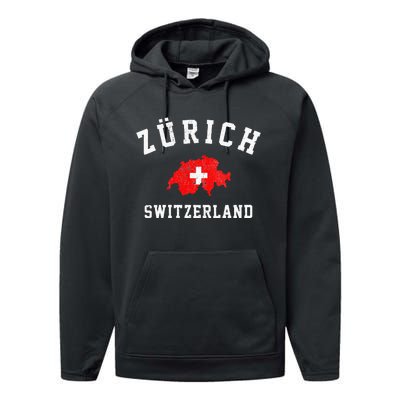 zurich switzerland Performance Fleece Hoodie