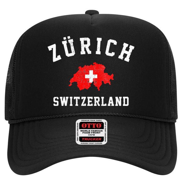 Zurich Switzerland High Crown Mesh Back Trucker Hat