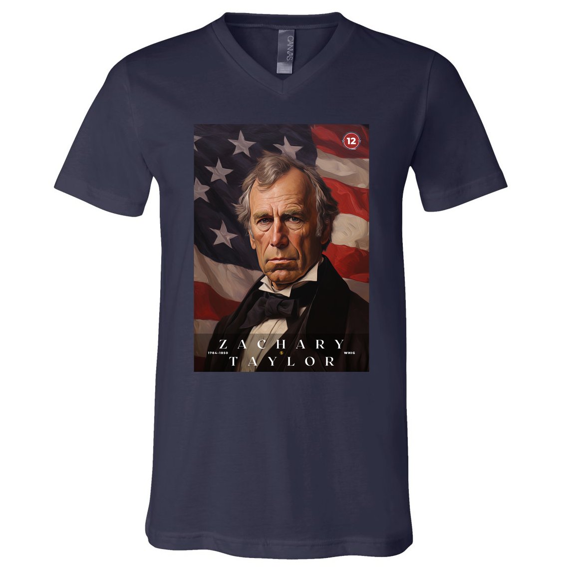 Zachary Taylor 12th President Of The United States Portrait V-Neck T-Shirt