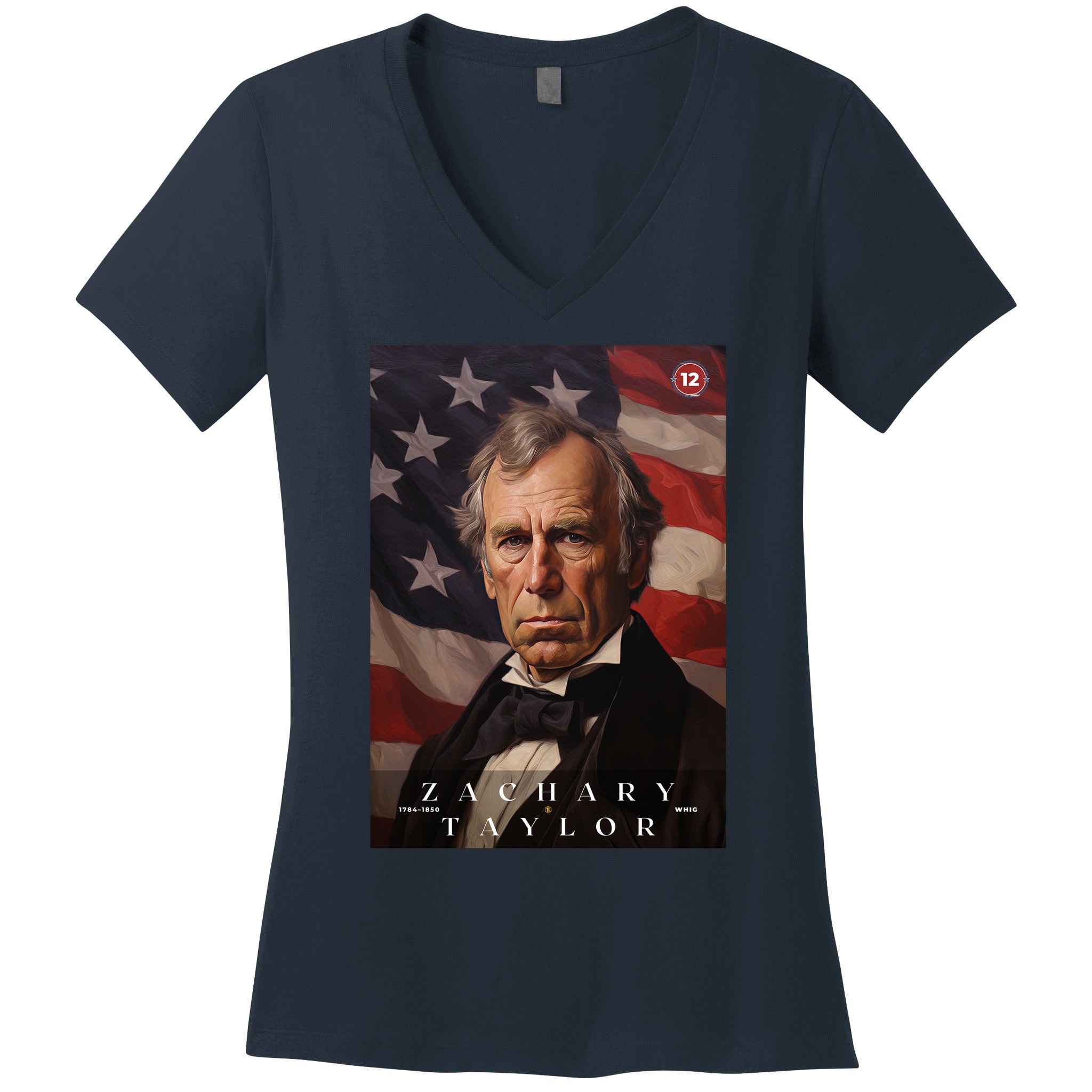 Zachary Taylor 12th President Of The United States Portrait Women's V-Neck T-Shirt