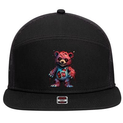 Zombie Teddy Bear 7 Panel Mesh Trucker Snapback Hat