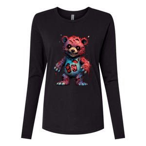 Zombie Teddy Bear Womens Cotton Relaxed Long Sleeve T-Shirt