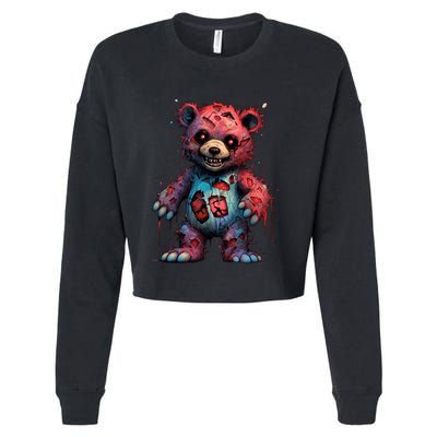 Zombie Teddy Bear Cropped Pullover Crew