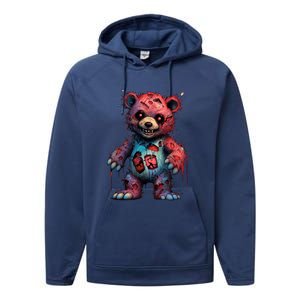 Zombie Teddy Bear Performance Fleece Hoodie