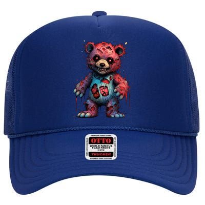 Zombie Teddy Bear High Crown Mesh Back Trucker Hat