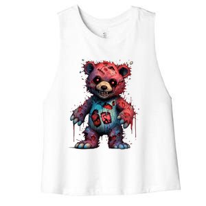 Zombie Teddy Bear Women's Racerback Cropped Tank